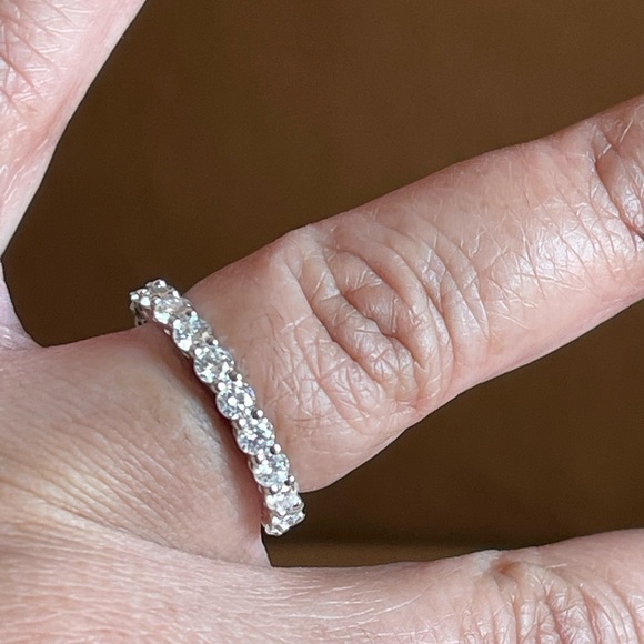 3.00mm Round Brilliant Cut Moissanite Eternity Wedding Band 925 Sterling Silver - Picture 8 of 9